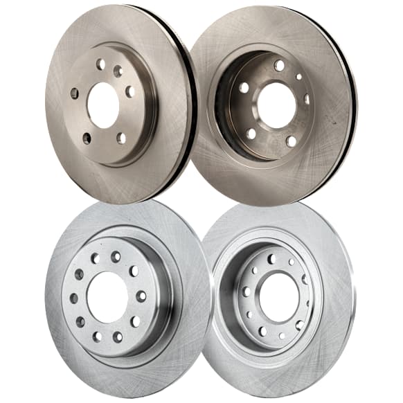 Front and Rear Brake Disc, Natural Finish, Plain Surface, Front-Vented/Rear-Solid, 5 Lugs, Front-295.91 mm/Rear-288.04 mm, Pro-Line Series