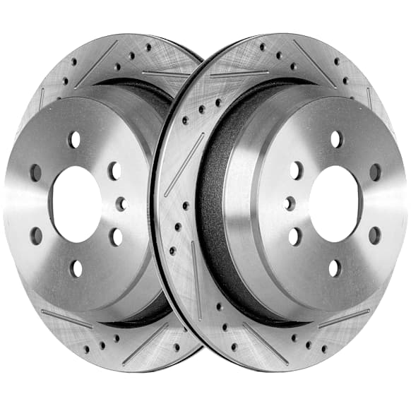 Rear Brake Disc, Cross-drilled and Slotted, Vented, 6 Lugs, Pro Line Series