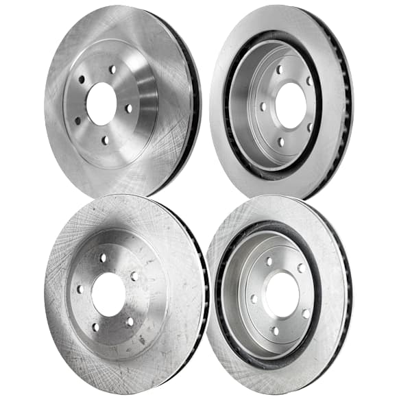 Front and Rear Brake Discs, 4-Wheel Set, Plain Surface, Vented, 5 Lugs, 12.79 in. Front/12.01 in. Rear Disc Diameter, Pro-Line Series