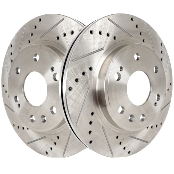 Front Brake Discs, Cross-drilled and Slotted, Vented, 6 Lugs, 12.99 in. Disc Diameter, For Hearse/Limousine/Sedan Models, Pro-Line Series