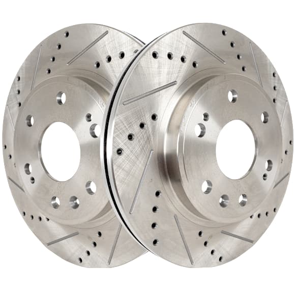 Front Brake Disc, 2-Wheel Set, Cross-drilled and Slotted, Vented, 6 Lugs, Pro Line Series