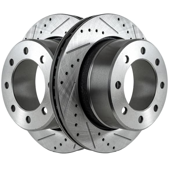 Rear Brake Disc, Natural Finish, Cross-drilled and Slotted, Vented, 8 Lugs, 358 mm, Pro-Line Series
