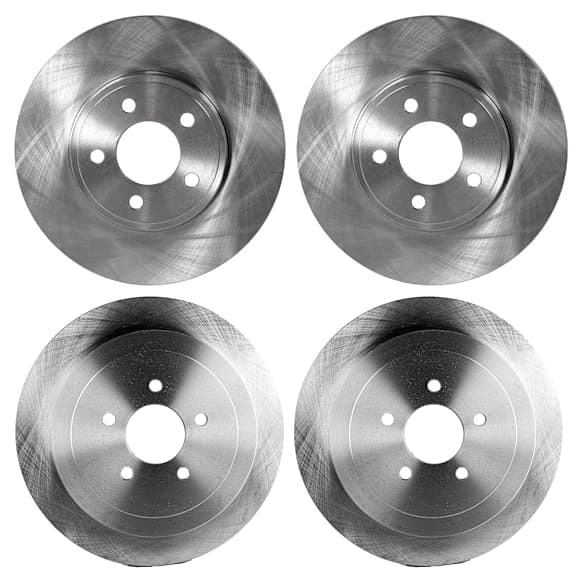 Front and Rear Brake Disc, Natural Finish, Plain Surface, Front-Vented/Rear-Solid, 5 Lugs, Front-305.05 mm/Rear-333.76 mm, 4.6L, 8Cyl, Pro-Line Series