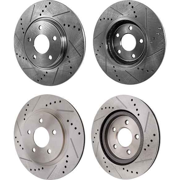 2011 Ford Mustang - Front and Rear Brake Disc, Cross-drilled and Slotted, Vented, 5 Lugs, Front-316.2 mm/Rear-300 mm, 3.7L 6Cyl, Pro-Line Series