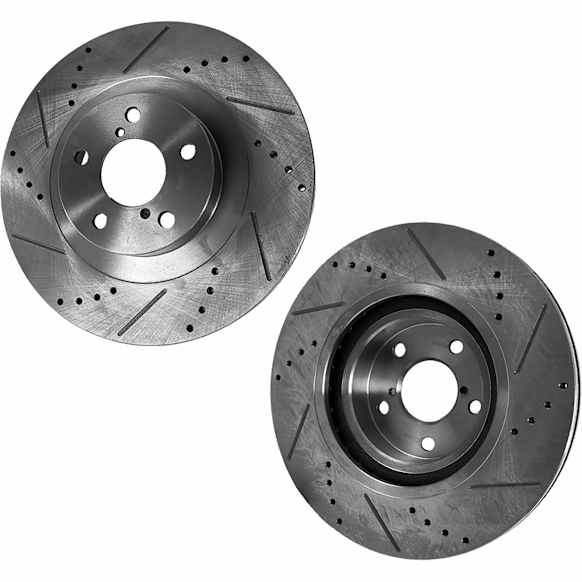 Front Brake Disc, Natural Finish, Cross-drilled and Slotted, Vented, 5 Lugs, 293.12 mm, Pro-Line Series