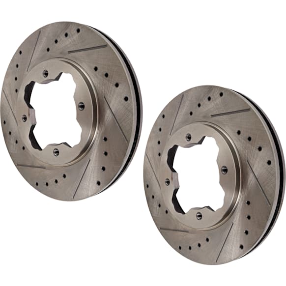 Front Brake Discs, Cross-drilled and Slotted, Vented, 4 Lugs, 10.22 In., Pro-Line Series