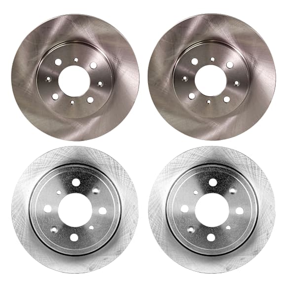 Front and Rear Brake Disc, Natural Finish, Plain Surface, Front-Vented/Rear-Solid, 4 Lugs, Front-261.87 mm/Rear-239.01 mm, Pro-Line Series