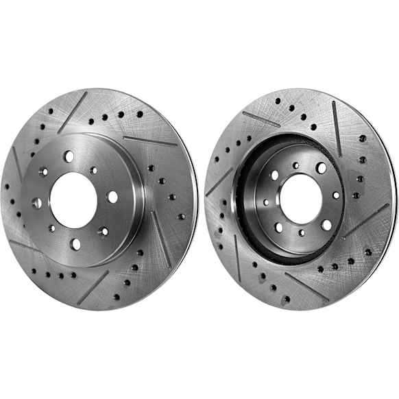 Front Brake Discs, Cross-drilled and Slotted, Vented, 4 Lugs, 10.31 in. Disc Diameter, Pro-Line Series