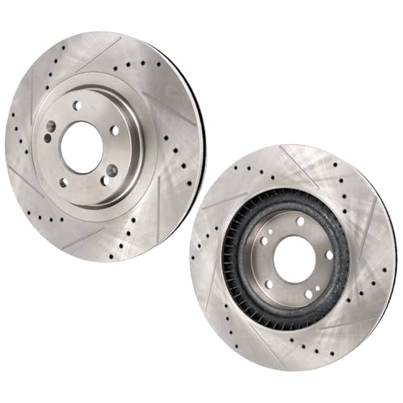 Front Brake Disc, Cross-drilled and Slotted, Vented, 5 Lugs, Pro-Line Series