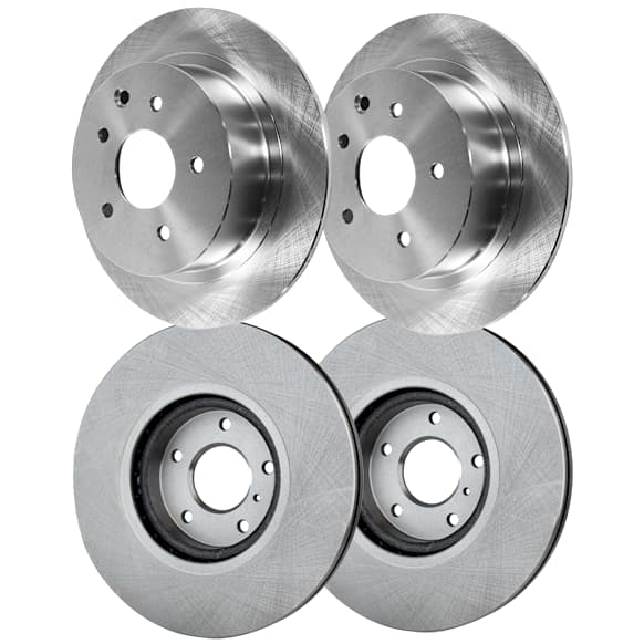 Front and Rear Brake Discs, 4-Wheel Set, Plain Surface, Vented - Front, Solid - Rear, 5 Lugs, 12.6 in. - Front, 11.48 in. - Rear Disc Diameter, Pro-Line Series