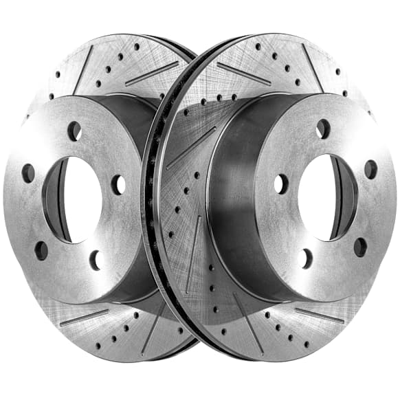 Front Brake Disc, Cross-drilled and Slotted, Vented, 5 Lugs, Pro-Line Series