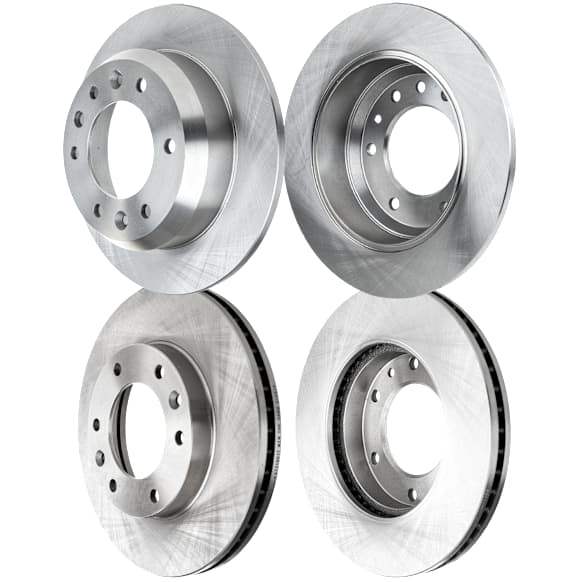 Front and Rear Brake Disc, Natural Finish, Plain Surface, Front-Vented/Rear-Solid, 6 Lugs, Front-297.94 mm/Rear-302.01 mm, Pro-Line Series