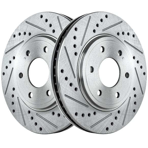 Front Brake Disc, Cross-drilled and Slotted, Vented, 6 Lugs, Pro-Line Series