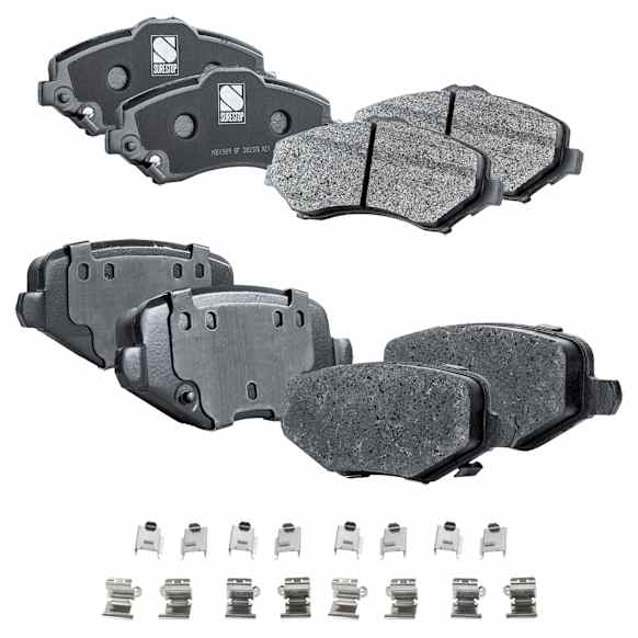 4-Wheel Set Front and Rear Brake Pad Set, Semi-Metallic - Front, Ceramic - Rear, Except Heavy Duty Brakes