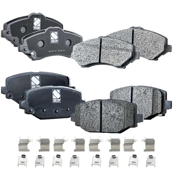 Front and Rear Brake Pad Set, Semi-Metallic - Front, Ceramic - Rear, For Models with Heavy Duty Brakes