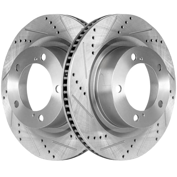 Front Brake Disc, Natural Finish, Cross-drilled and Slotted, Vented, 5 Lugs, 354.08 mm, Pro-Line Series
