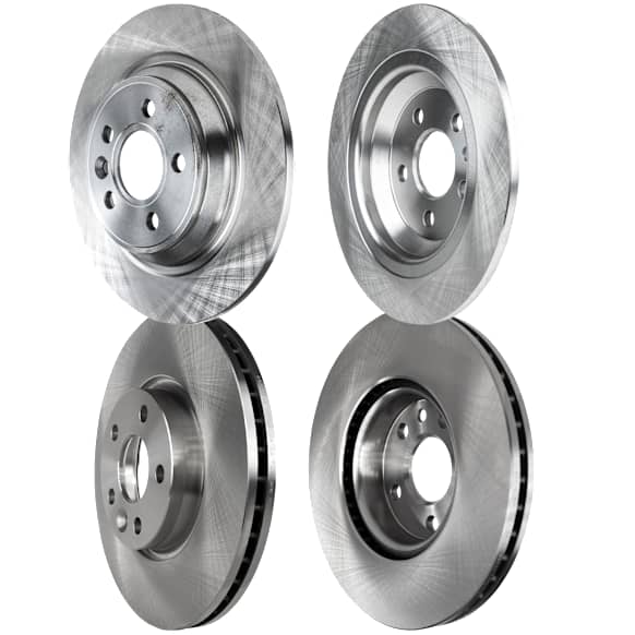 Front and Rear Brake Disc, Natural Finish, Plain Surface, Vented, 5 Lugs, Front-299.97 mm/Rear-302.01 mm, Pro-Line Series