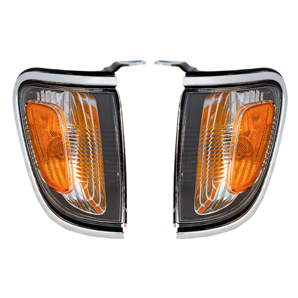 Driver and Passenger Side Corner Lights, With Bulb, With Chrome Trim
