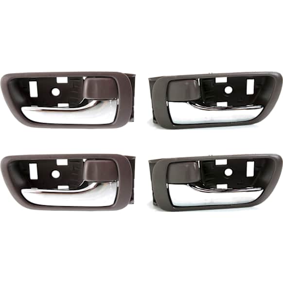 2004 Toyota Camry - Front and Rear, Driver and Passenger Side Brown bezel with chrome lever Interior Door Handle, With Door Lock Button, Japan or USA Built Vehicle, Sedan