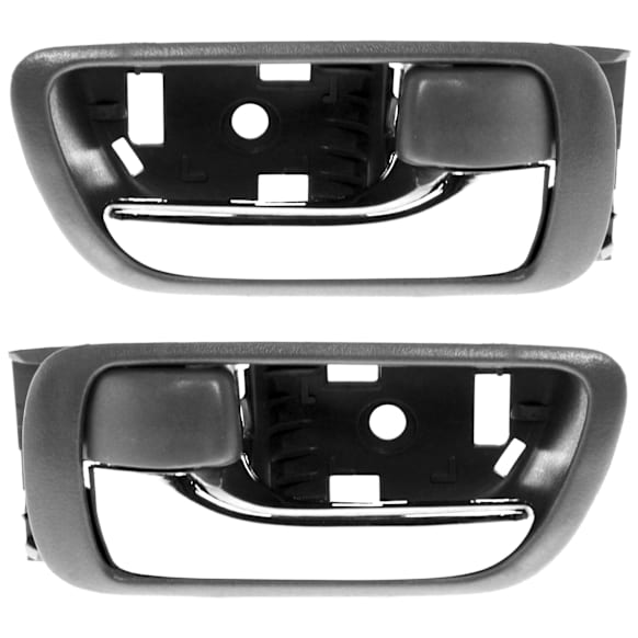 Front or Rear, Driver and Passenger Side Interior Door Handles, Gray bezel with chrome lever, With door lock button, Japan Or USA Built Vehicle