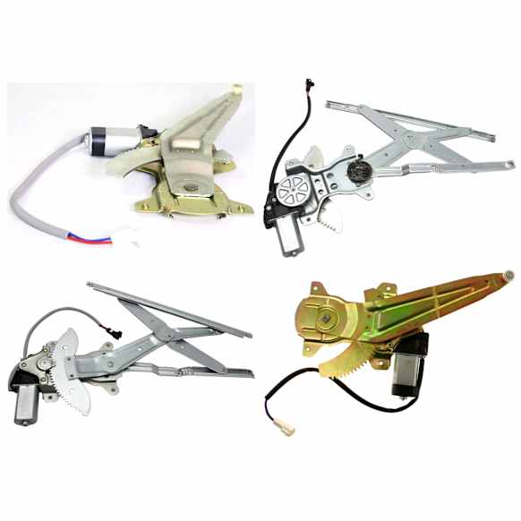 Front and Rear, Driver and Passenger Side Power Window Regulator, With Motor