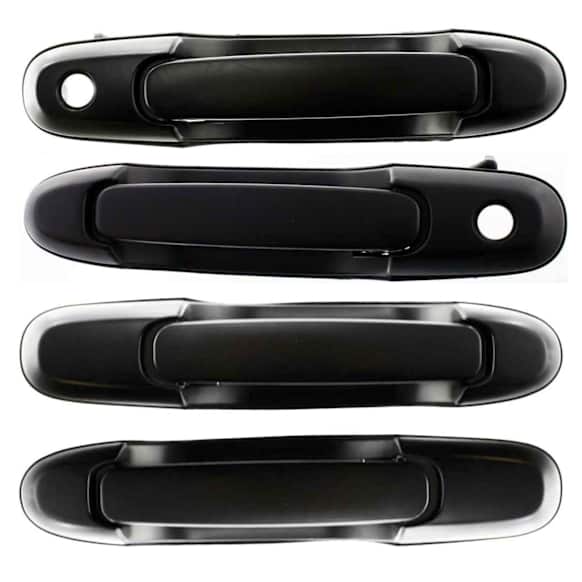 Front and Rear, Driver and Passenger Side Exterior Door Handles, Smooth Black, Front Driver and Passenger Side - With Key Hole; Rear Driver and Passenger Side - Without Key Hole
