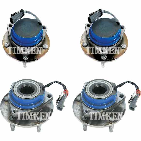 SET-TM512153-C Front and Rear, Driver and Passenger Side Wheel Hub, With Bearing, Timken OE Replacement