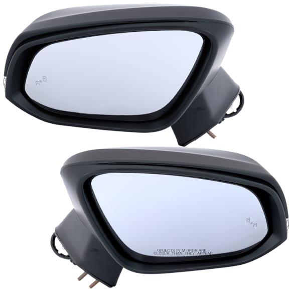 Driver and Passenger Side Mirror, Power Adjust, Heated, Manual Folding, Paintable, In-housing Signal Light, No Memory, With Puddle Light, No Auto-Dim, With Blind Spot Detection in Glass
