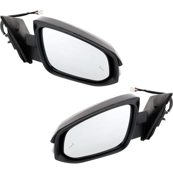 Driver and Passenger Side Mirror, Power Adjust, Heated, Manual Folding, Paintable, In-housing Signal Light, No Memory, No Puddle Light, No Auto-Dim, With Blind Spot Detection in Glass