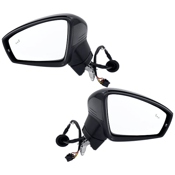 Driver and Passenger Side, Mirrors, Power Adjust, Heated, Manual Folding, Paintable, In-glass Signal Light, No Memory, No Puddle Light, No Auto-Dimming, with Blind Spot Detection in Glass