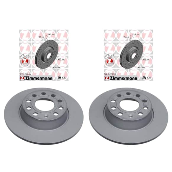 SET-ZXC100330052-D Front and Rear Brake Disc, Front-Cross-Drilled/Rear-Plain Surface