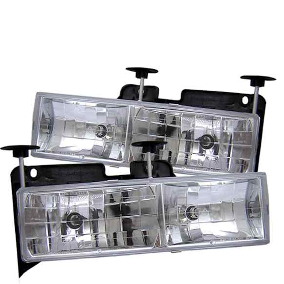 1996 Chevrolet Tahoe - Driver and Passenger Side Halogen Headlight, Without bulb(s), Clear Lens, Chrome Interior, Signature Series