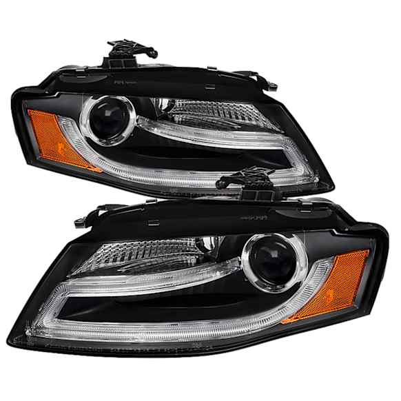 2009 Audi A4 - Driver and Passenger Side Halogen Headlight, With bulb(s),  Models Only; Not Compatible With Xenon/HID Model, Clear Lens, Black Interior, Signature Series