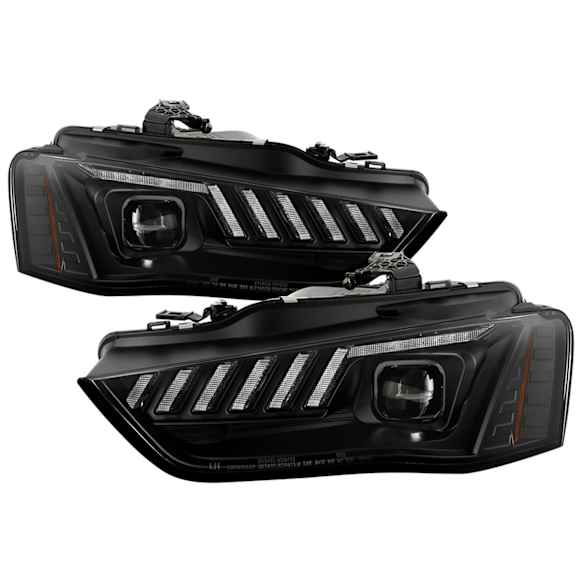 2014 Audi A4 - Driver and Passenger Side Halogen/LED Headlight, Without bulb(s), Xenon/HID Model Only; Not Compatible With Factory Halogen Model, Clear Lens, Black Interior, Apex Series