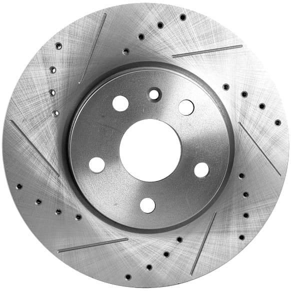 2016 Buick LaCrosse Base - Front, Driver or Passenger Side Brake Disc, Natural Finish, Cross-drilled and Slotted, Vented, 5 Lugs, 321 mm, 3.6L 6Cyl, Pro-Line Series