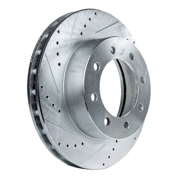Front, Driver or Passenger Side Brake Disc, Cross-drilled and Slotted, Vented, 8 Lugs, 369 mm,, Pro-Line Series