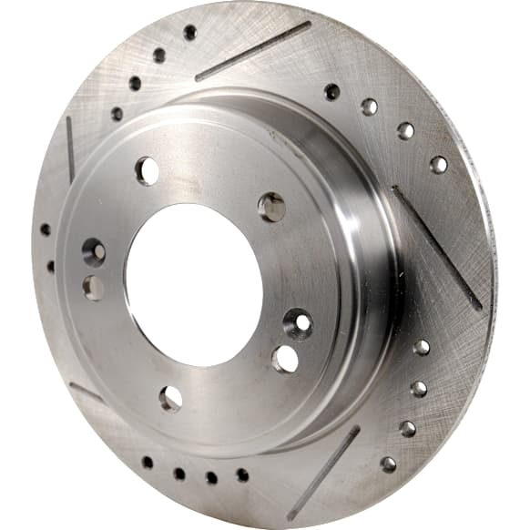Rear, Driver or Passenger Side Brake Disc, Cross-drilled and Slotted, Solid, 5 Lugs, 262 mm, Pro-Line Series