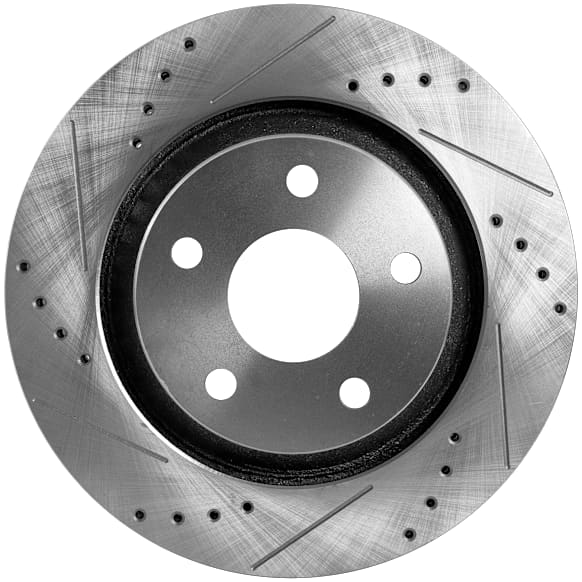 2007-2017 Jeep Wrangler - Front, Driver or Passenger Side Brake Disc, Cross-drilled and Slotted, Vented, 5 Lugs, Pro-Line Series