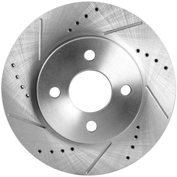 2005-2010 Chevrolet Cobalt - Front, Driver or Passenger Side Brake Disc, Natural Finish, Cross-drilled and Slotted, Vented, 4 Lugs, 256 mm, Pro-Line Series