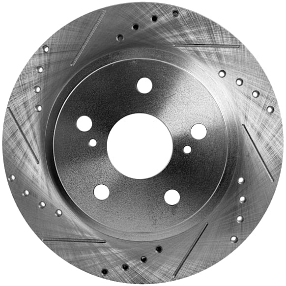 Rear, Driver or Passenger Side Brake Disc, Cross-drilled and Slotted, Solid, 5 Lugs, 278.89 mm, Pro-Line Series