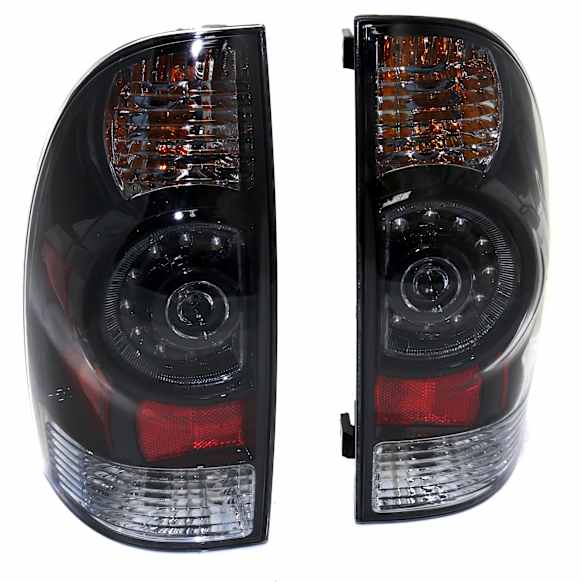 Driver and Passenger Side Tail Light, with Bulbs, LED, Clear Lens, Black Interior
