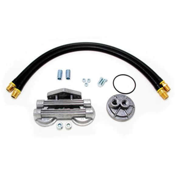 1213 Oil Filter Relocation Kit - Polished, Aluminum, Dual oil filter, Direct Fit