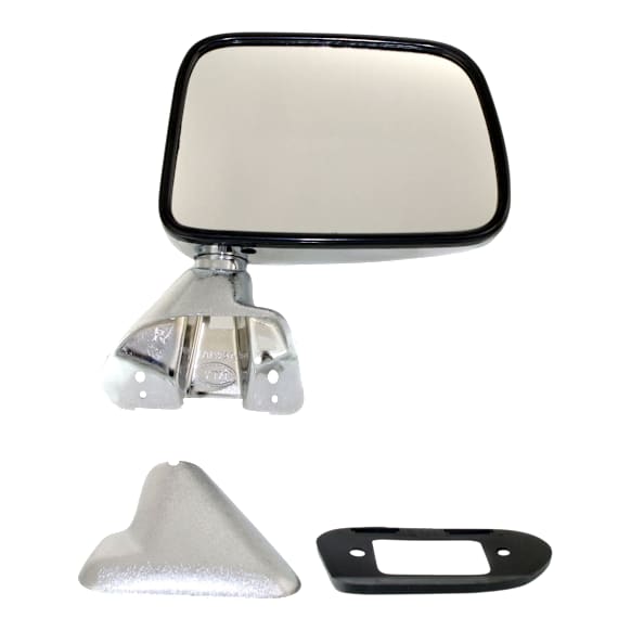 Passenger Side Mirror, Manual Adjust, Manual Folding, Non-Heated, Chrome, No Signal Light, No Memory, No Puddle Light, No Auto-Dimming, No Blind Spot Feature
