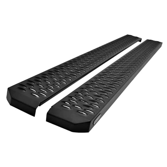27-74725 Running Boards, Powdercoated Textured Black, Steel, Mounting Kit Required, Crew Cab Pickup/Extended Cab Pickup/Extended Crew Cab Pickup/Sport Utility, 75 In., Grate Steps Series