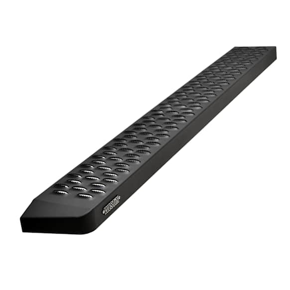 27-80015 Running Boards, Powdercoated Textured Black, Steel, 6.25 in. Step Surface Width, Bolt-On Installation, Includes Mounting Bracket, Grate Steps Series