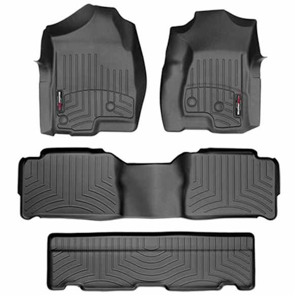 2005 Chevrolet Tahoe - FloorLiner Series, Black, Front, Second and Third Row, Molded Floor Liner, Sport Utility, Made of Rubberized Thermoplastic Polyolefins
