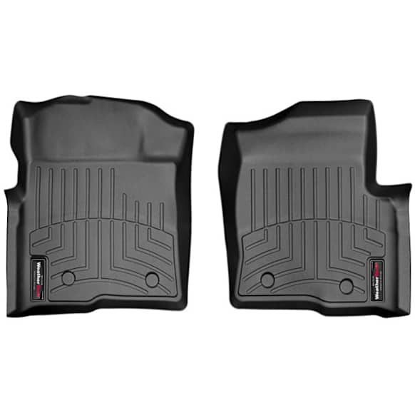 2012 Ford F-150 - FloorLiner Series, Black, Front Row, Molded Floor Liner, Crew Cab Pickup, With Raised Portion Heating Duct, Made of Rubberized Thermoplastic Polyolefins