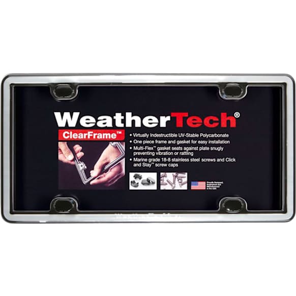 63023 License Plate Frame - Chrome with Black Trim, Eastman Durastar Polymer, Universal, Sold Individually