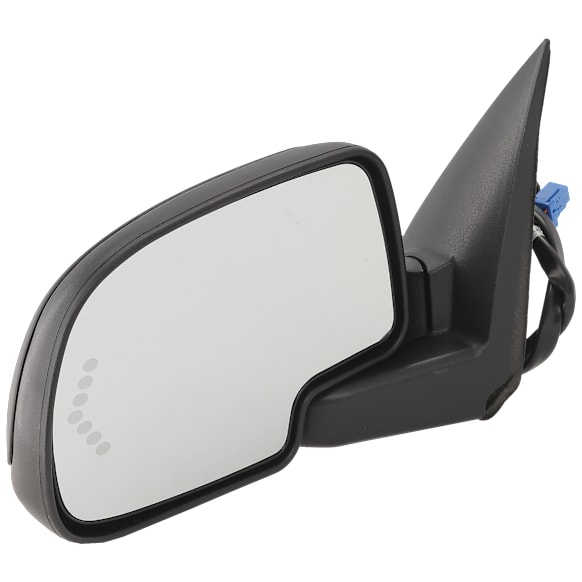 Driver Side Non-Towing Mirror, Power, Heated, w/ 1 Paintable and 1 Textured Black Cap, Manual Folding, In-glass Signal Light, No Blind Spot Feature and Memory, w/ Puddle Light, w/o Auto-Dimming