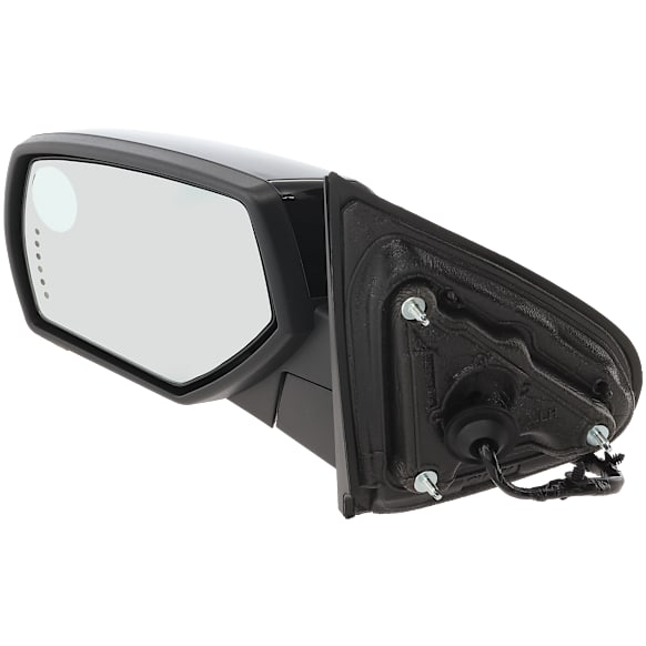 Driver Side Mirror, Power Adjust, Heated, Power Folding, With 1 Chrome and 1 Paintable Cap, In-glass Signal Light, With Memory, With Puddle Light, No Auto-Dimming, No Blind Spot Feature